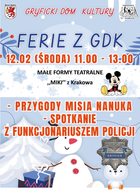 FERIE 2025 z GDK - 12.02. (środa) godz. 11,00  - PRZYGODY MISIA NANUKA