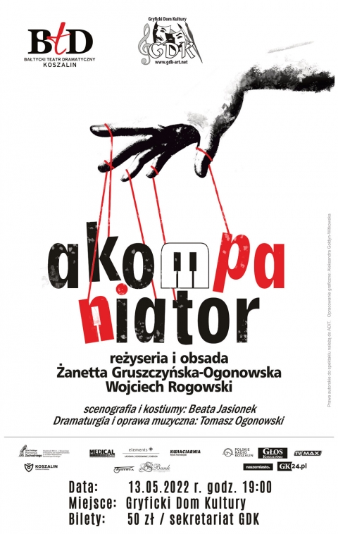 Gryficki Dom Kultury zaprasza na spektakl teatralny &quot;Akompaniator&quot; - 13.05.2022