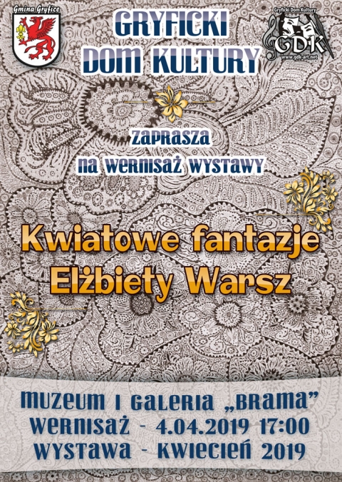 Zapraszamy na wernisaż wystawy &quot;Kwiatowe fantazje Elżbiety Warsz&quot; - 4 kwietnia 2019 roku