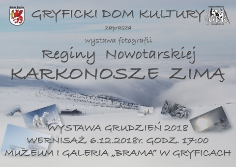 Zapraszamy na wernisaż wystawy fotograficznej &quot;Karkonosze zimą&quot; - 6 grudnia godz. 17:00 MiG &quot;BRAMA&quot;