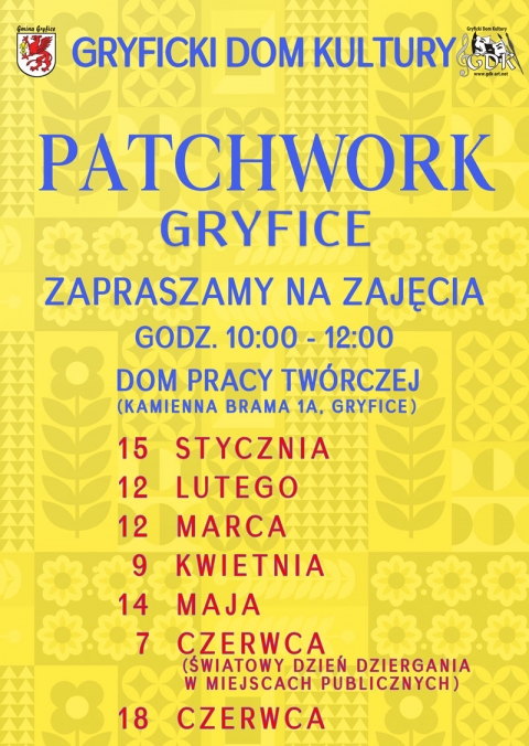 Gryficki Dom Kultury Patchwork Gryfice zapraszają na zajęcia z patchworku