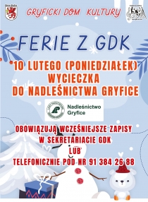 FERIE 2025 z GDK - 10.02. (poniedziałek) godz. 10,30 - Wycieczka do Nadleśnictwa Gryfice